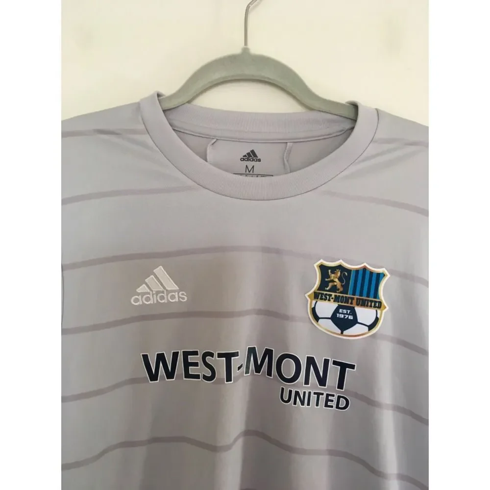 Adidas Mens Sz M West Mont United Gray AreoReady Short Sleeve Soccer Jersey